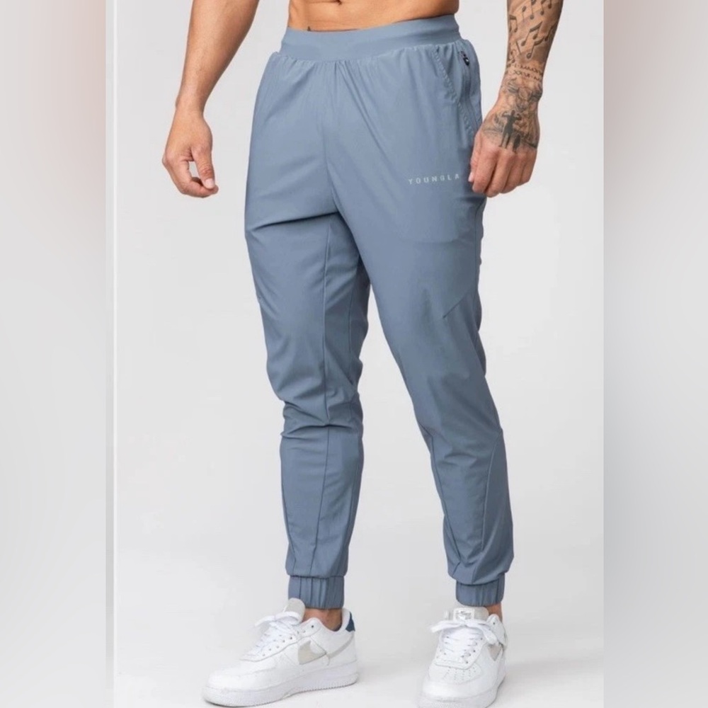 YoungLA Men's Blue Grey 237 Nylon Jogger